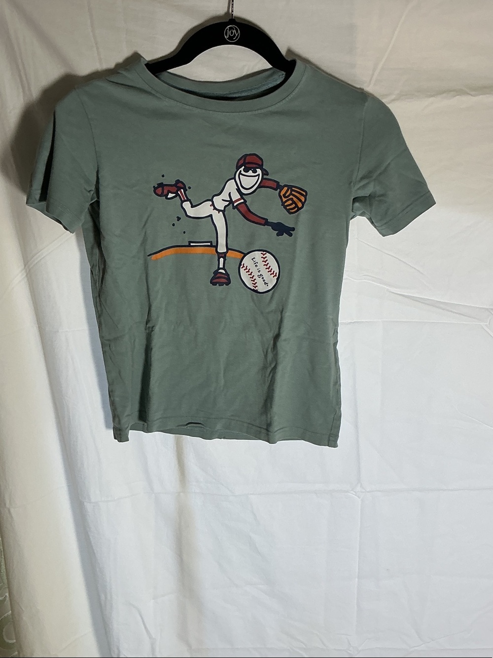 Life Is Good Sage Green Short-Sleeve Baseball Graphic Tee